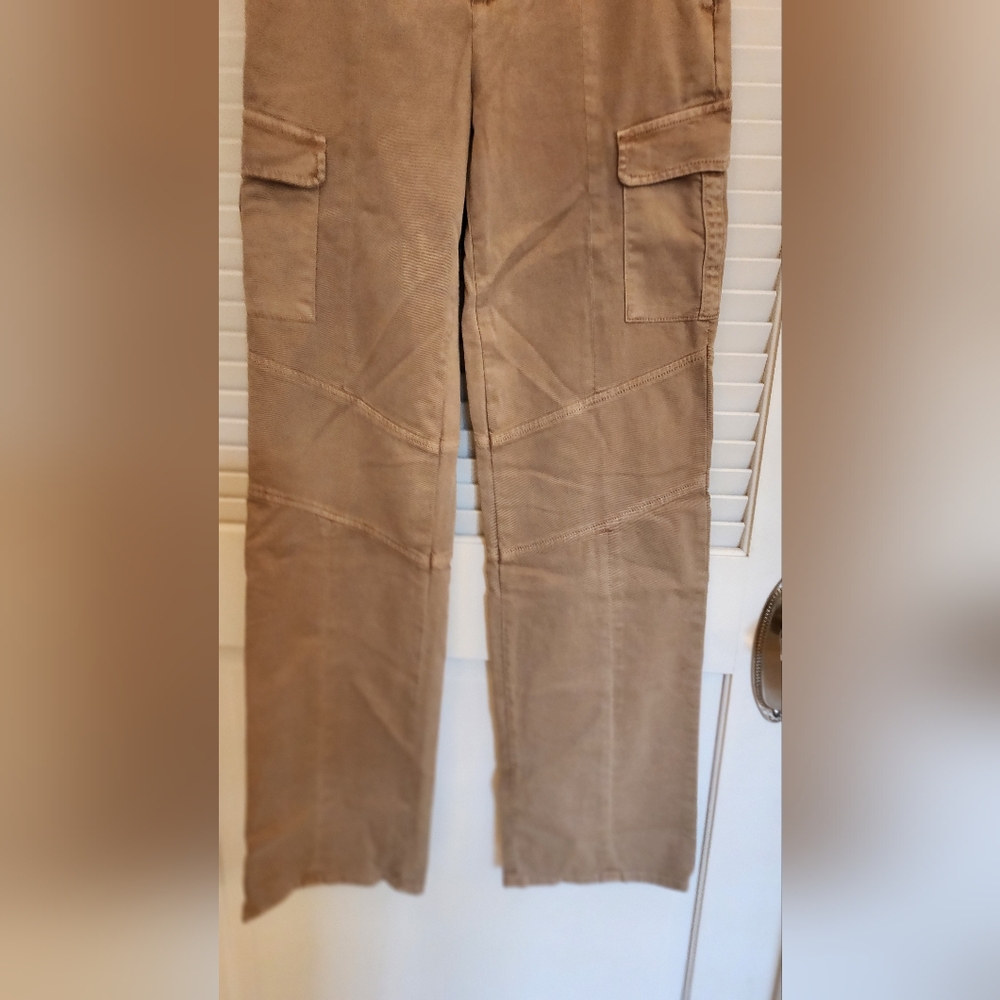 NEW L'AGENCE brooklyn high rise utility wide leg in tan denim pant - Picture 6 of 10